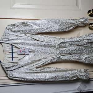 Michael Kors drop waist bone silver dress